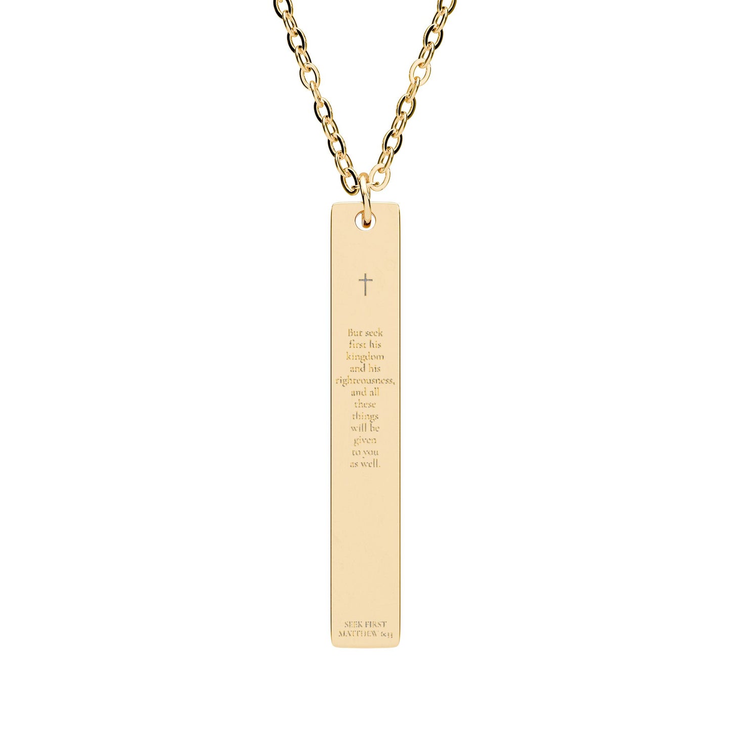 Engravable Vertical Bar Necklace — Personalized Minimalist Pendant (Silver or Black)