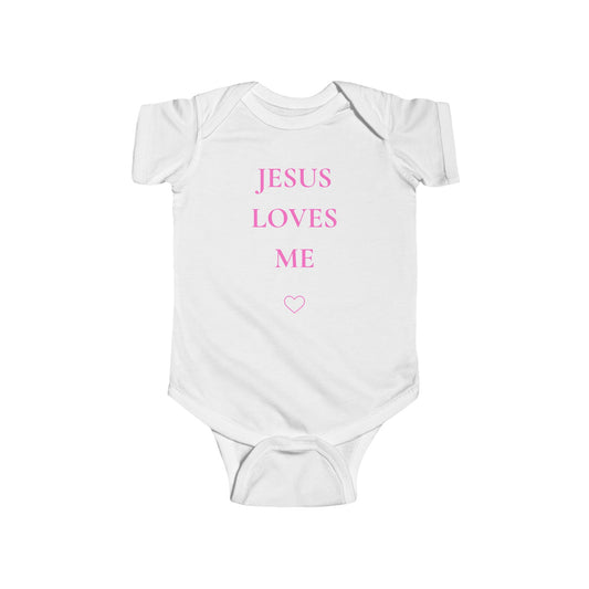 Jesus Loves Me Baby Bodysuit – Christian Infant Onesie with Heart