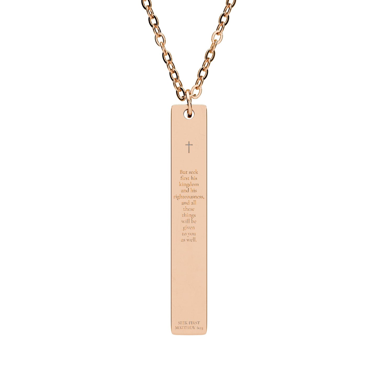 Engravable Vertical Bar Necklace — Personalized Minimalist Pendant (Silver or Black)