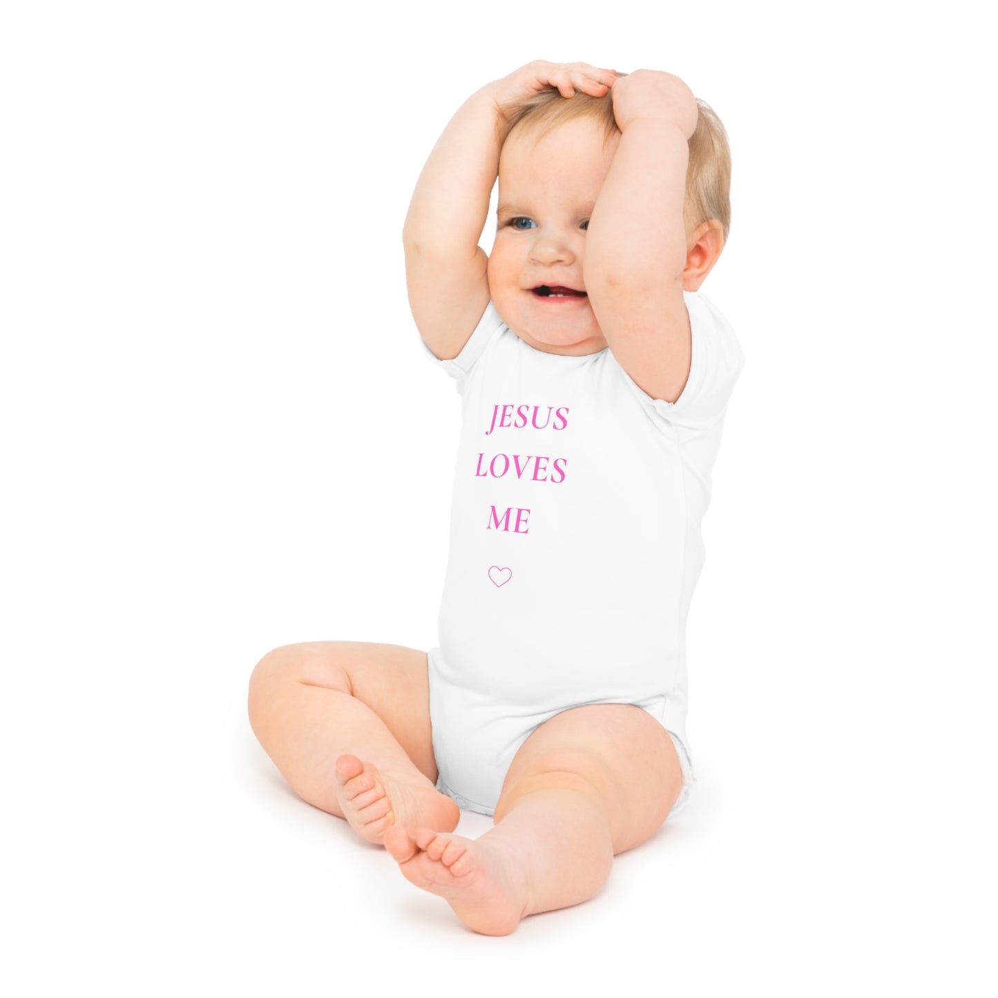 Jesus Loves Me Baby Bodysuit – Christian Infant Onesie with Heart