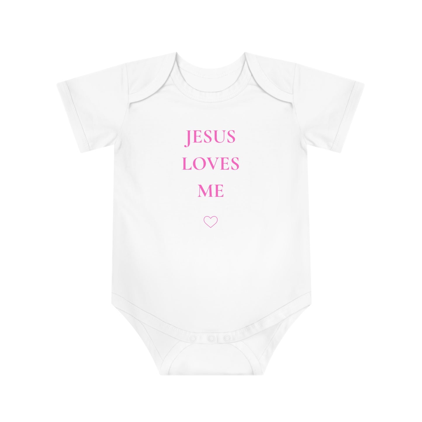 Jesus Loves Me Baby Bodysuit – Christian Infant Onesie with Heart