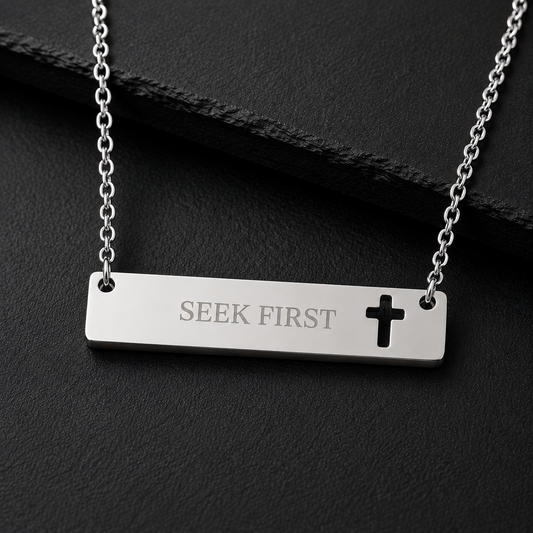SEEK FIRST Cross Bar Necklace