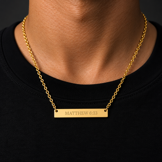 Matthew 6:33 Scripture Bar Necklace
